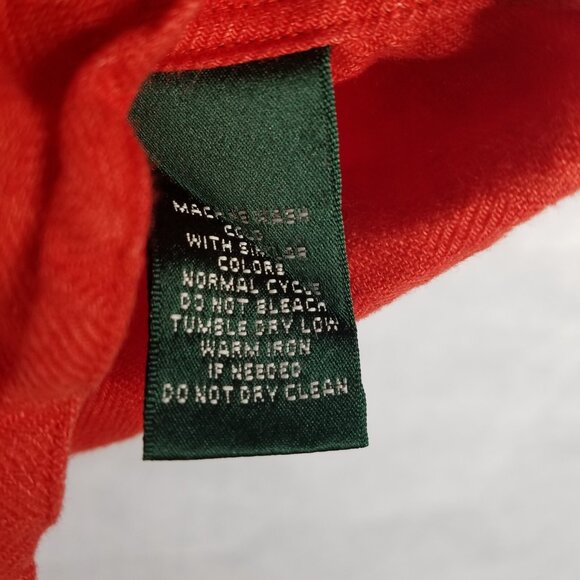 LRL Ralph Lauren Button Up Shirt Women's M Linen Burnt Orange Embroidered Logo - Picture 9 of 12
